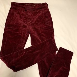 Maroon corduroy American eagle pants